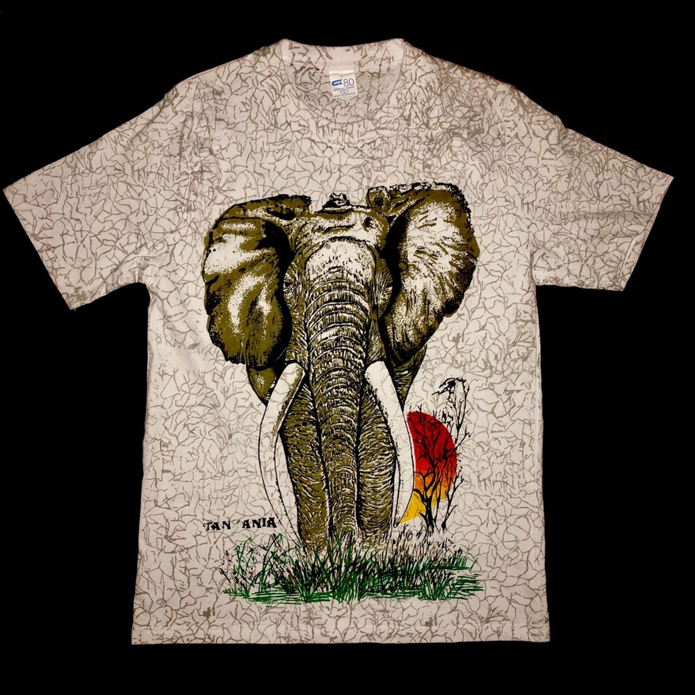 VTG TANZANIA AFRICAN WILDLIFE ELEPHANT CYBER TEE